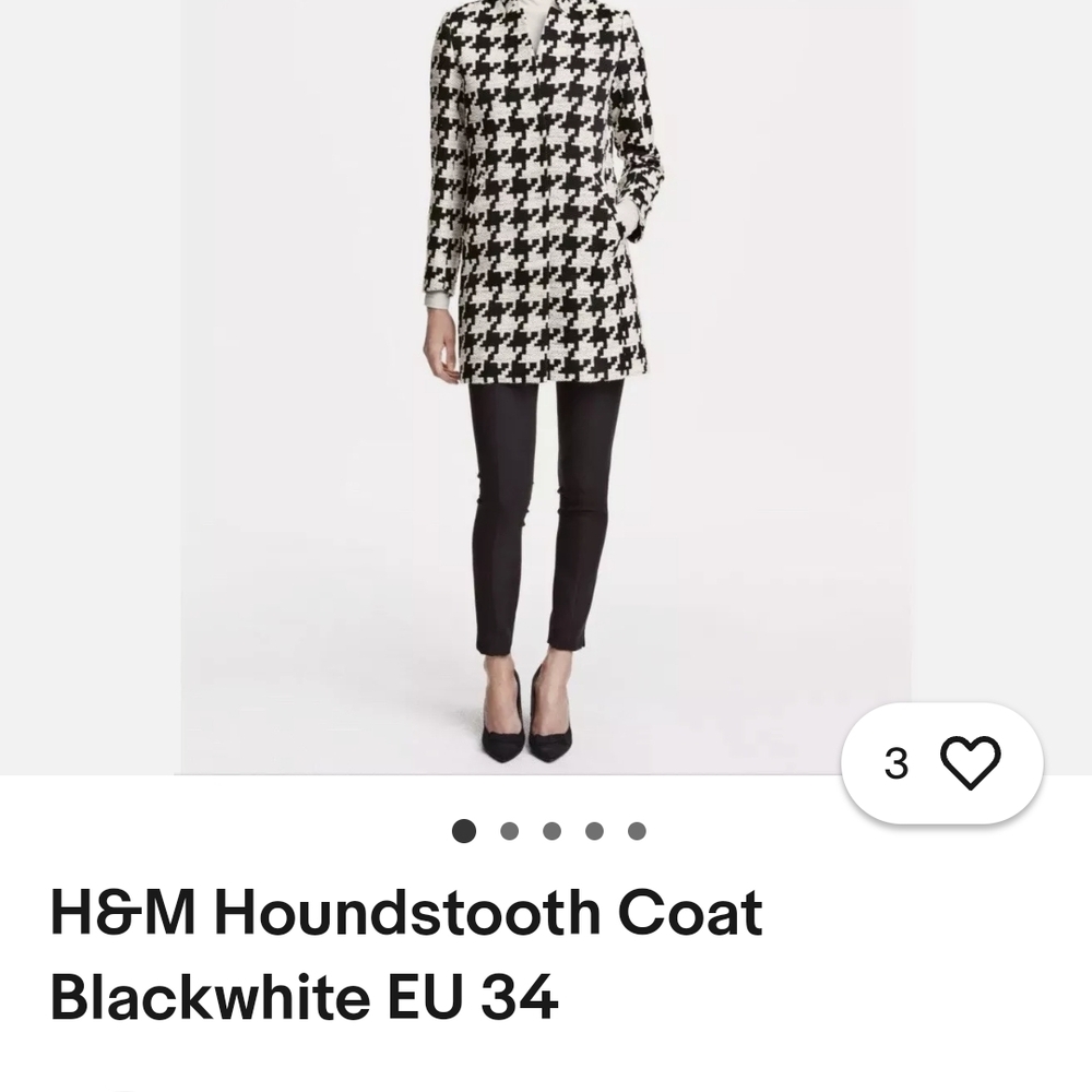 H&M Houndstooth Coat Black/White